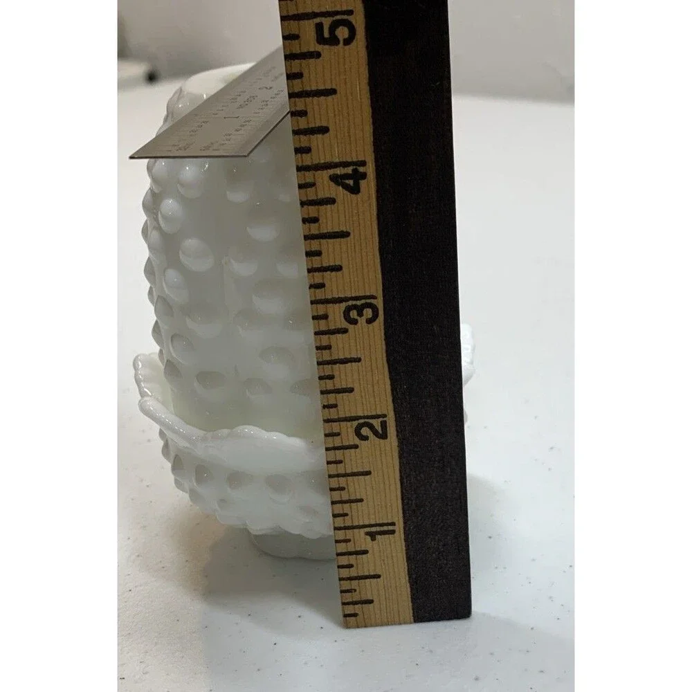 Vintage Fenton Hobnail White Milk Glass Fairy Lamp Candle Holder 4.5”